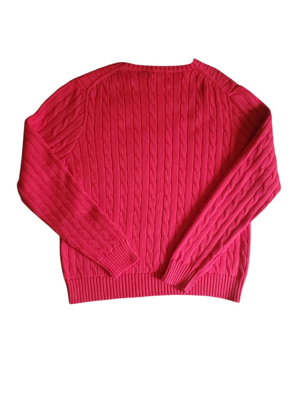 Polo Ralph Lauren Cable Knit Sweater XXL Red Cotton Preppy Heritage  Crewneck - Picture 6 of 9